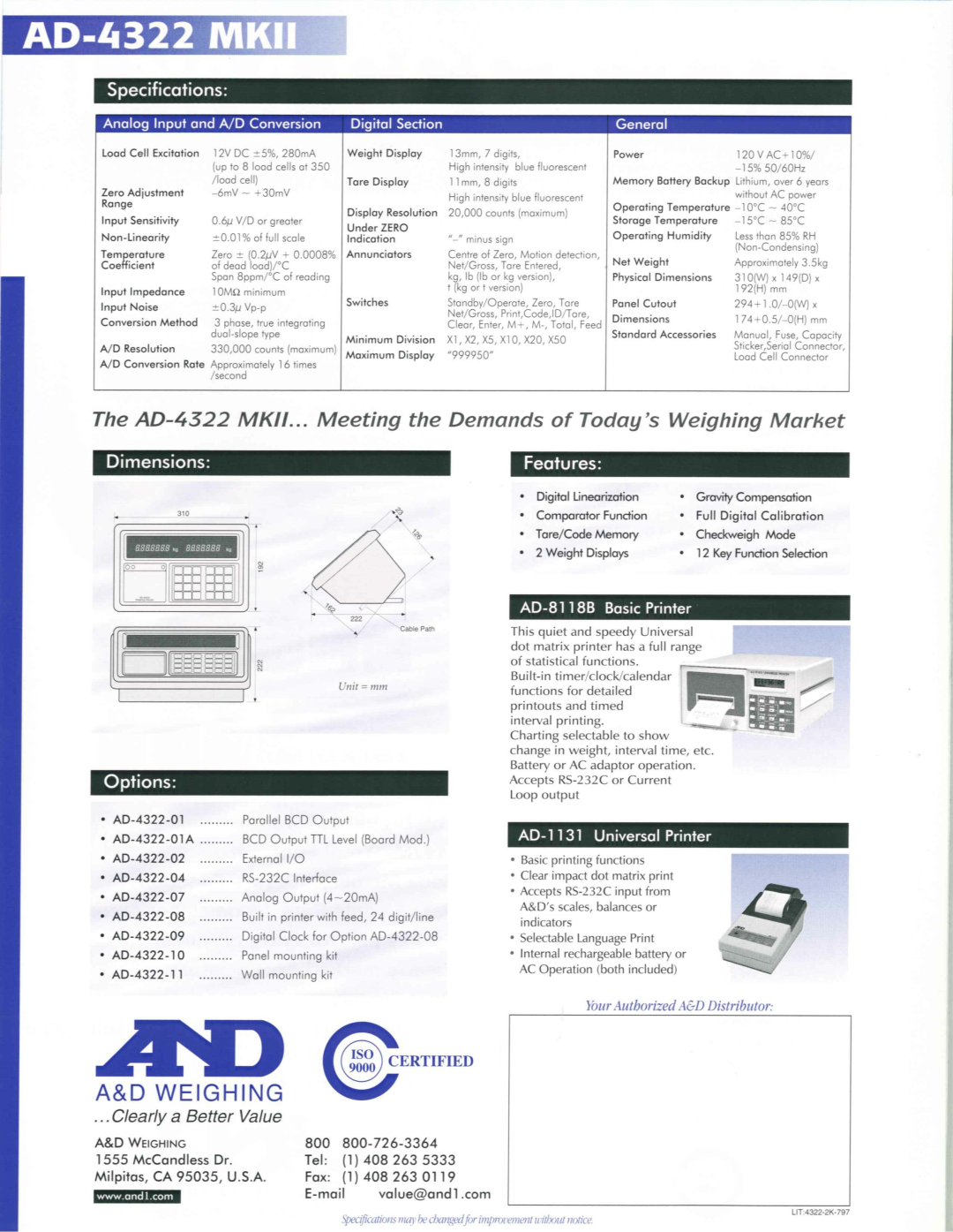 A&D AD-4322 MKII manual 