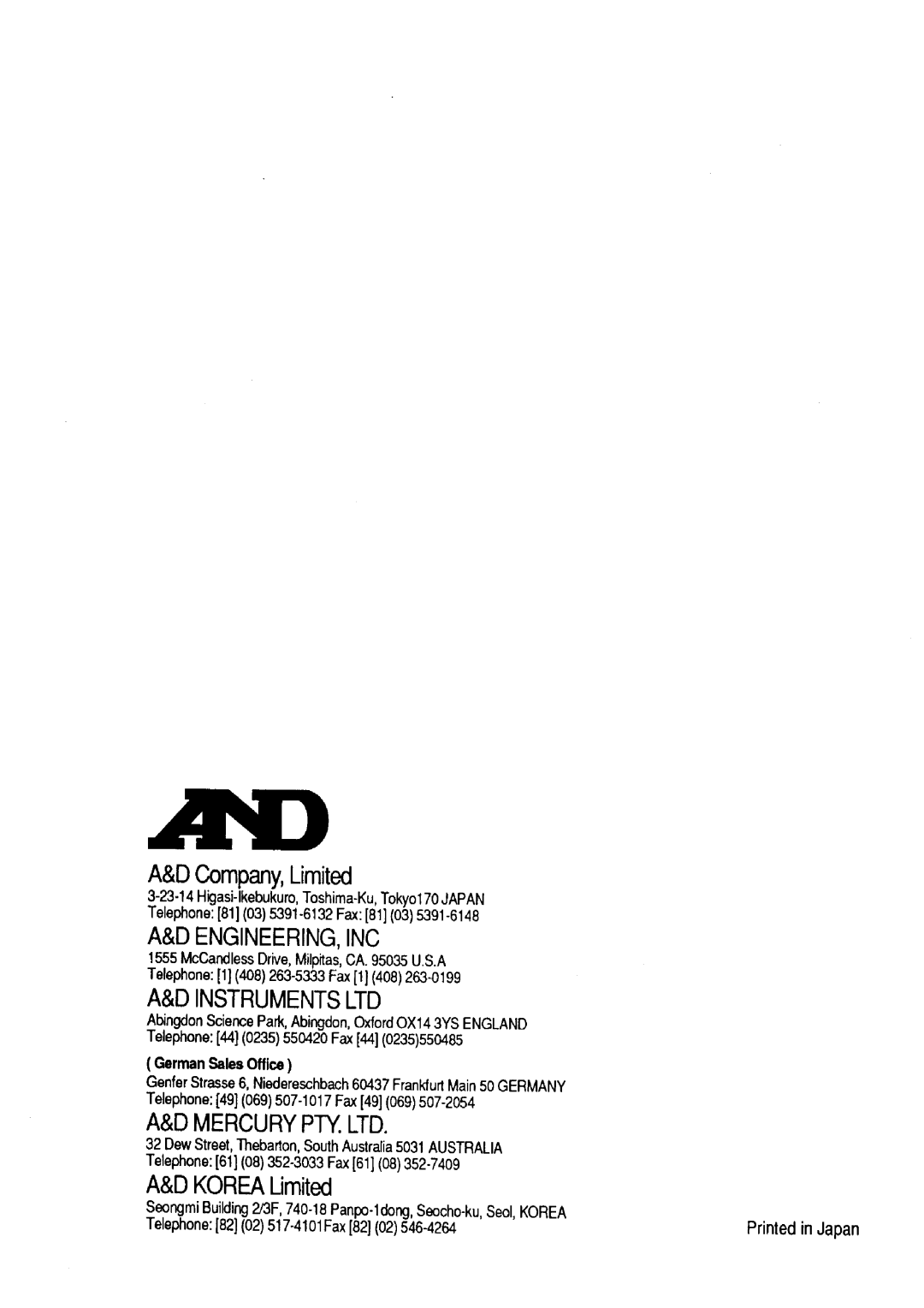 A&D AD-4401 instruction manual 