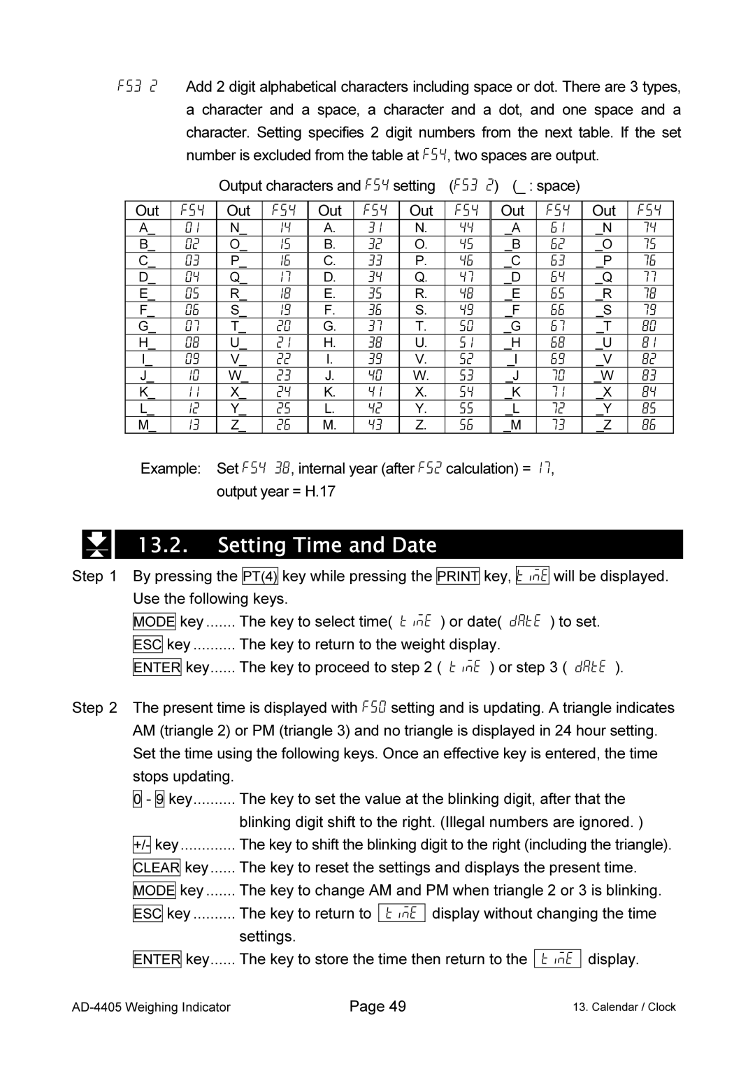 A&D AD-4405 manual Setting Time and Date 