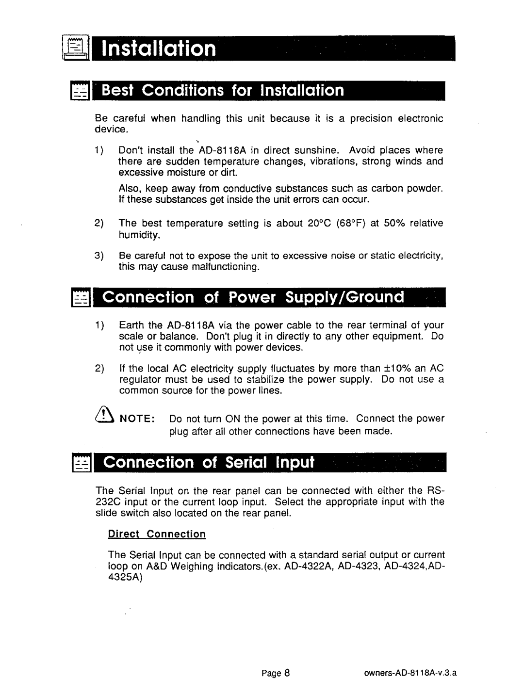 A&D AD-8118A manual 