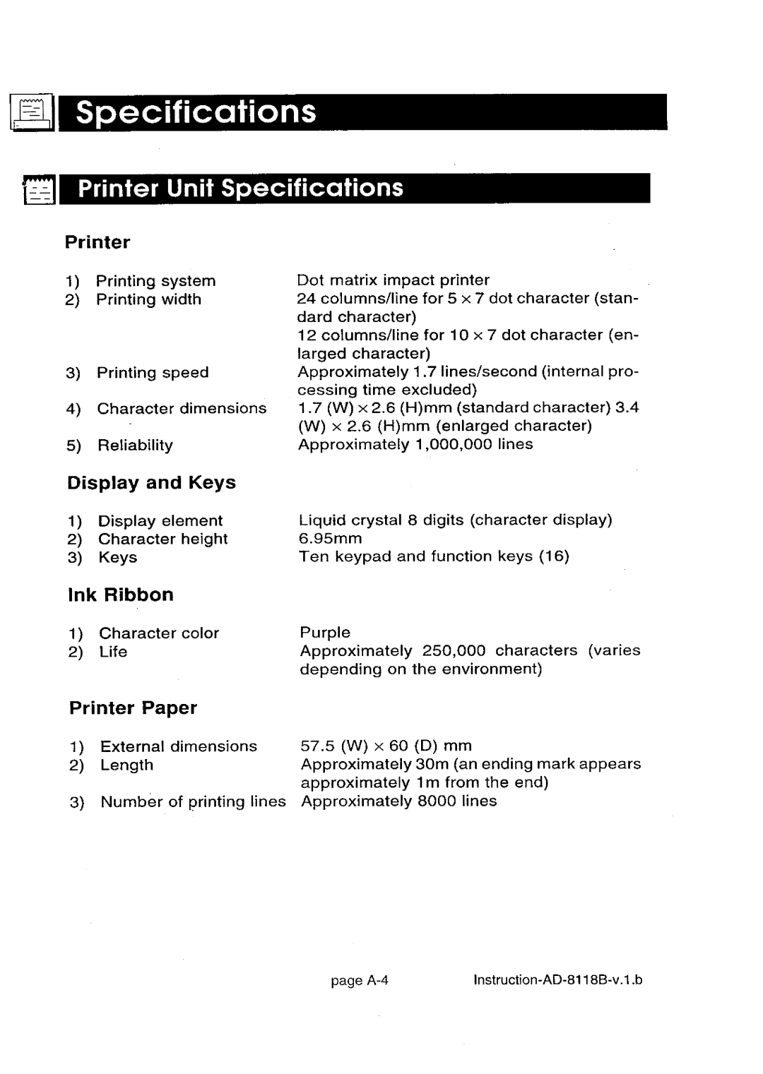 A&D AD-8118B manual 