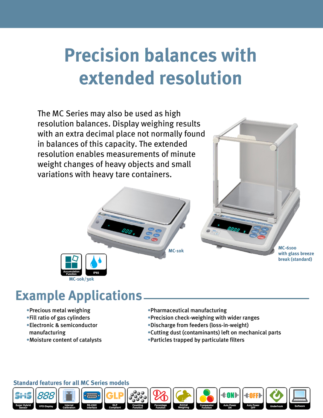 A&D AD-8922A manual Precision balances with Extended resolution 