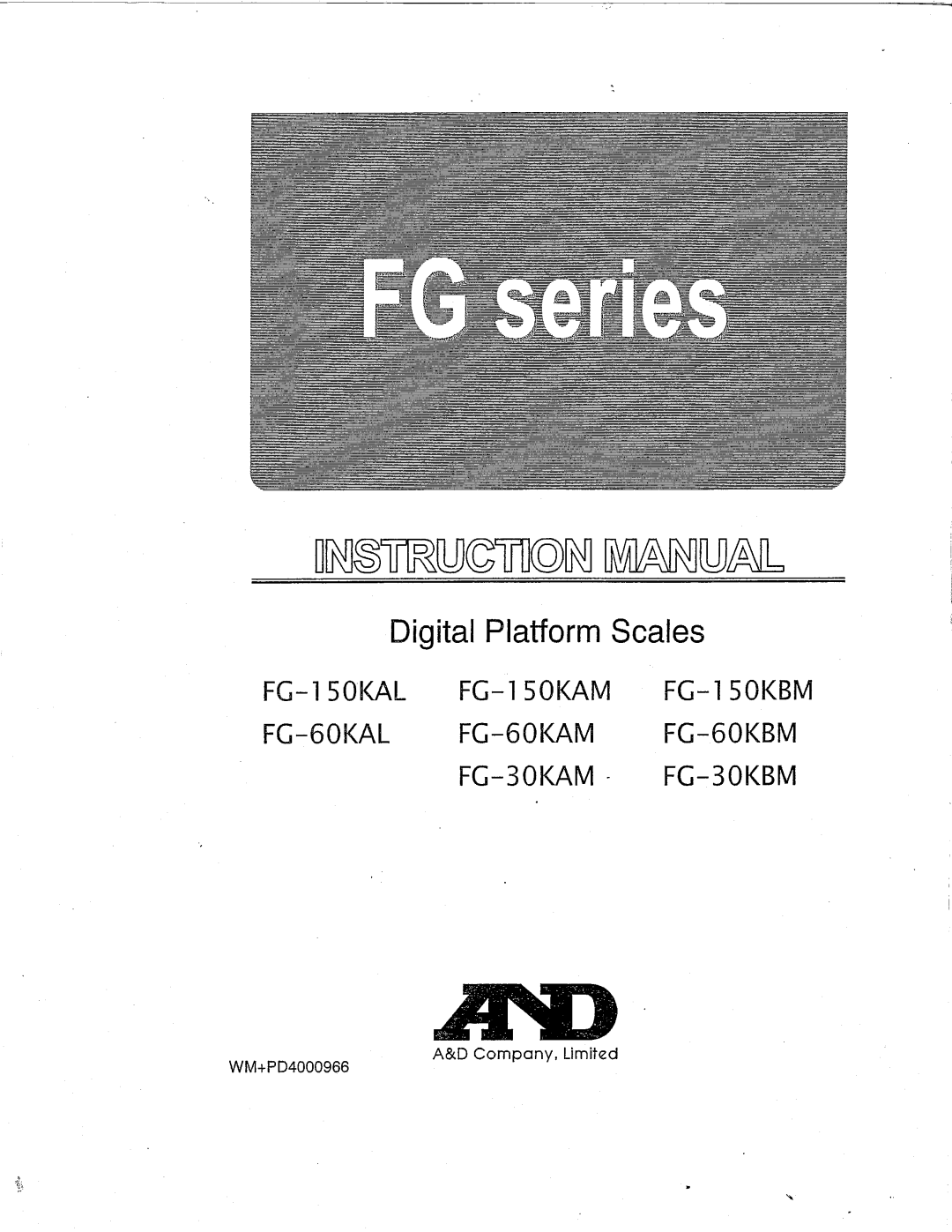 A&D FG-60KAM, FG-150KAL, FG-60KAL, FG-60KBM, FG-150KAM, FG-30KBM, FG-30KAM, FG-150KBM manual 