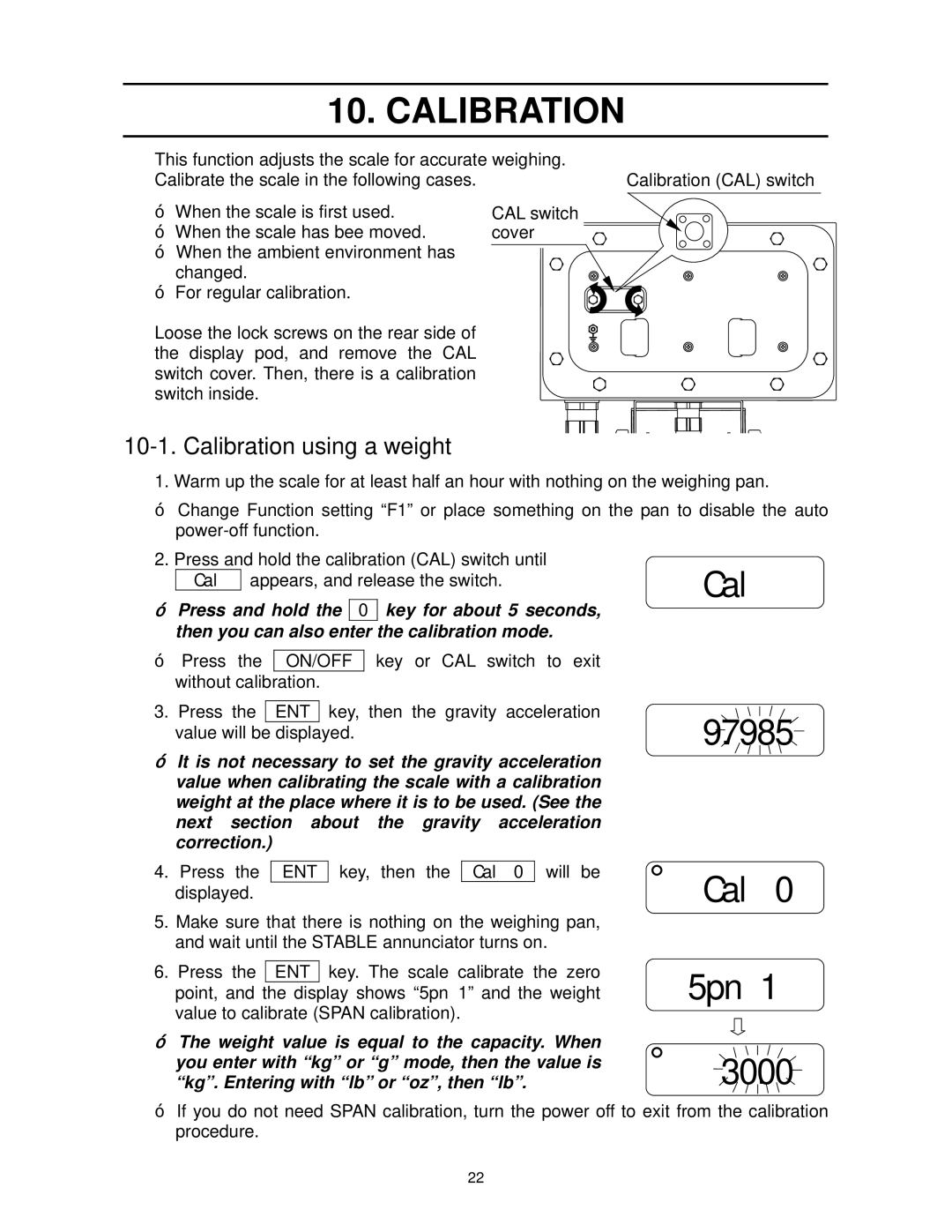 A&D FS-15Ki, FS-30Ki, FS-6Ki manual 0097985, Calibration using a weight 