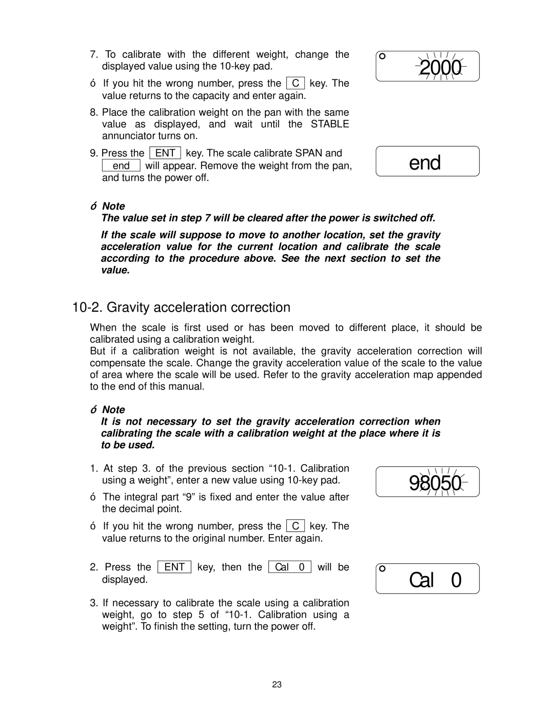 A&D FS-30Ki, FS-15Ki, FS-6Ki manual 0002000, 0098050, Gravity acceleration correction 