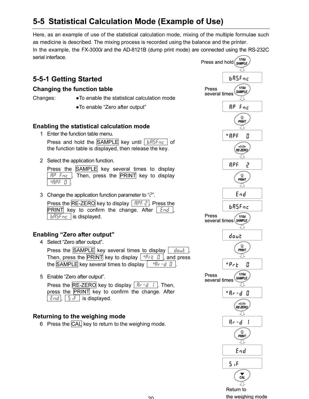 A&D FX-120i/FX-200i/FX-300i/FX1200i/FX2000i/FX3000i instruction manual Statistical Calculation Mode Example of Use 