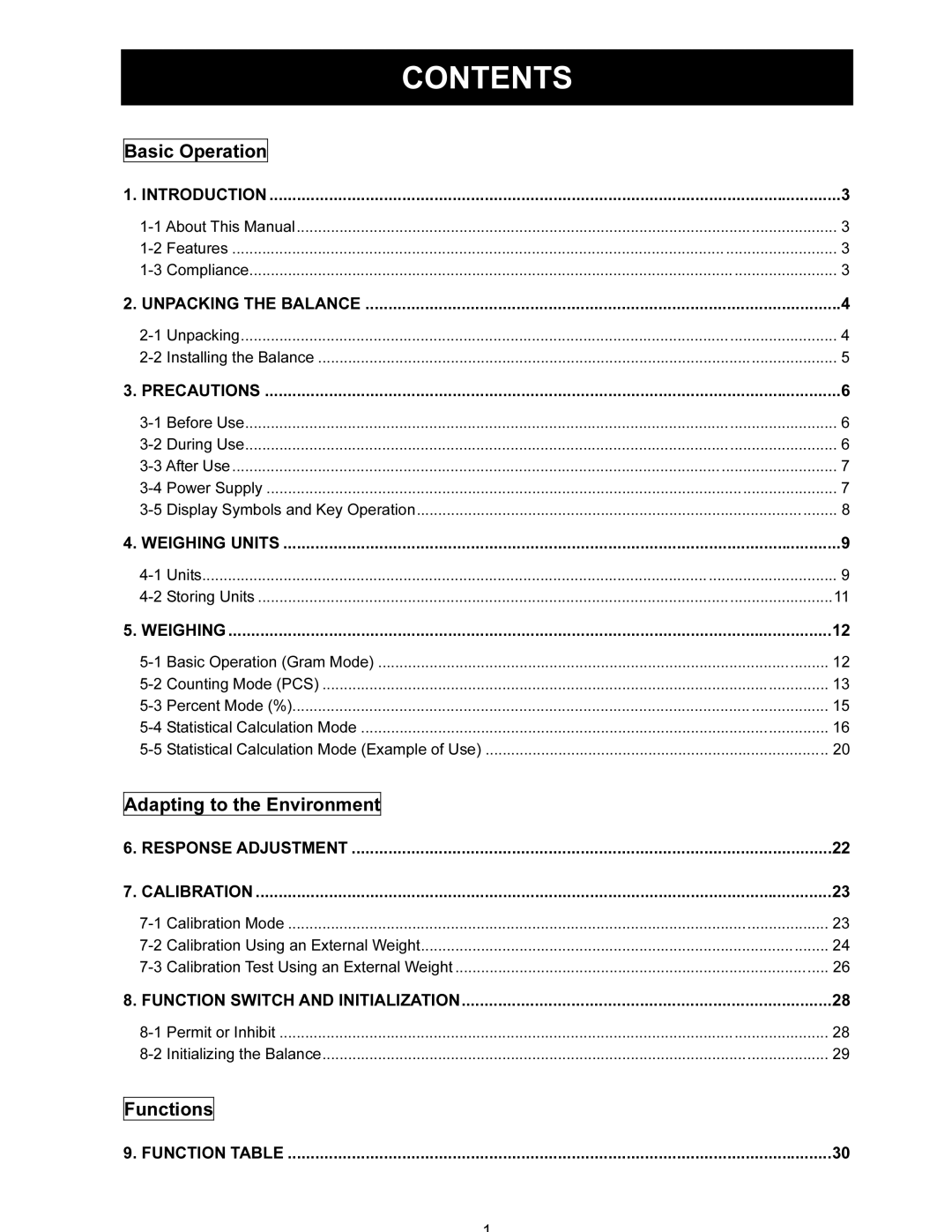 A&D FX-120i/FX-200i/FX-300i/FX1200i/FX2000i/FX3000i instruction manual Contents 