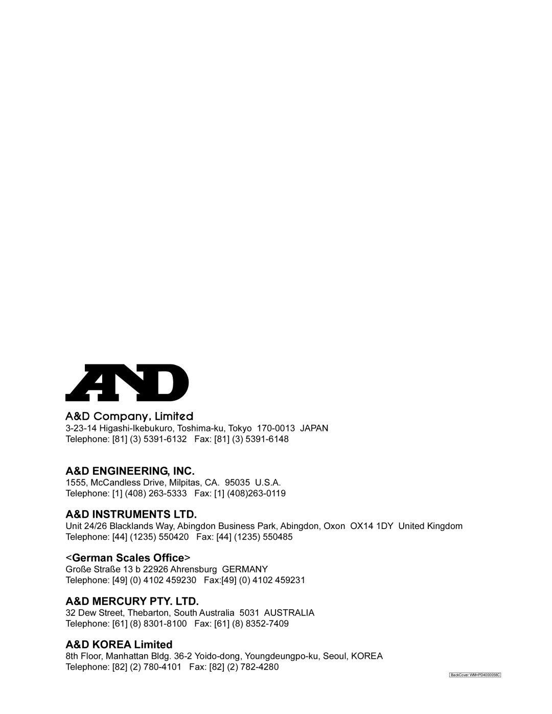 A&D FX-120i/FX-200i/FX-300i/FX1200i/FX2000i/FX3000i instruction manual German Scales Office, Korea Limited 