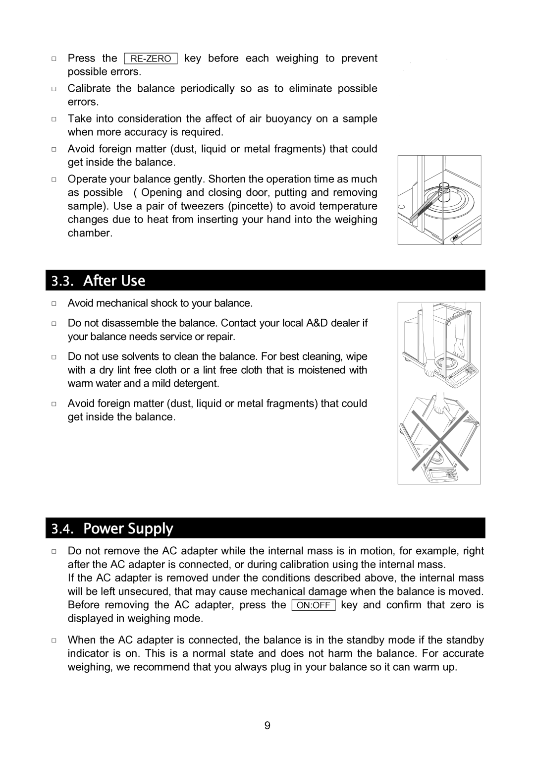 A&D GH-120/GH-200/GH-300/GH-202/GH-252 manual After Use, Power Supply 