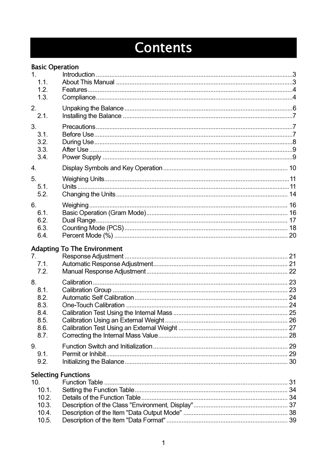 A&D GH-120/GH-200/GH-300/GH-202/GH-252 manual Contents 