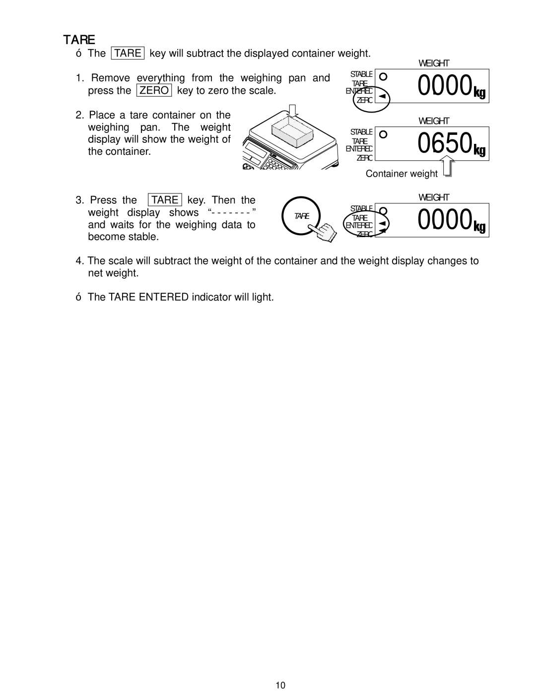 A&D HC-15Ki, HC-3Ki, HC-30Ki, HC-6Ki manual Tare 