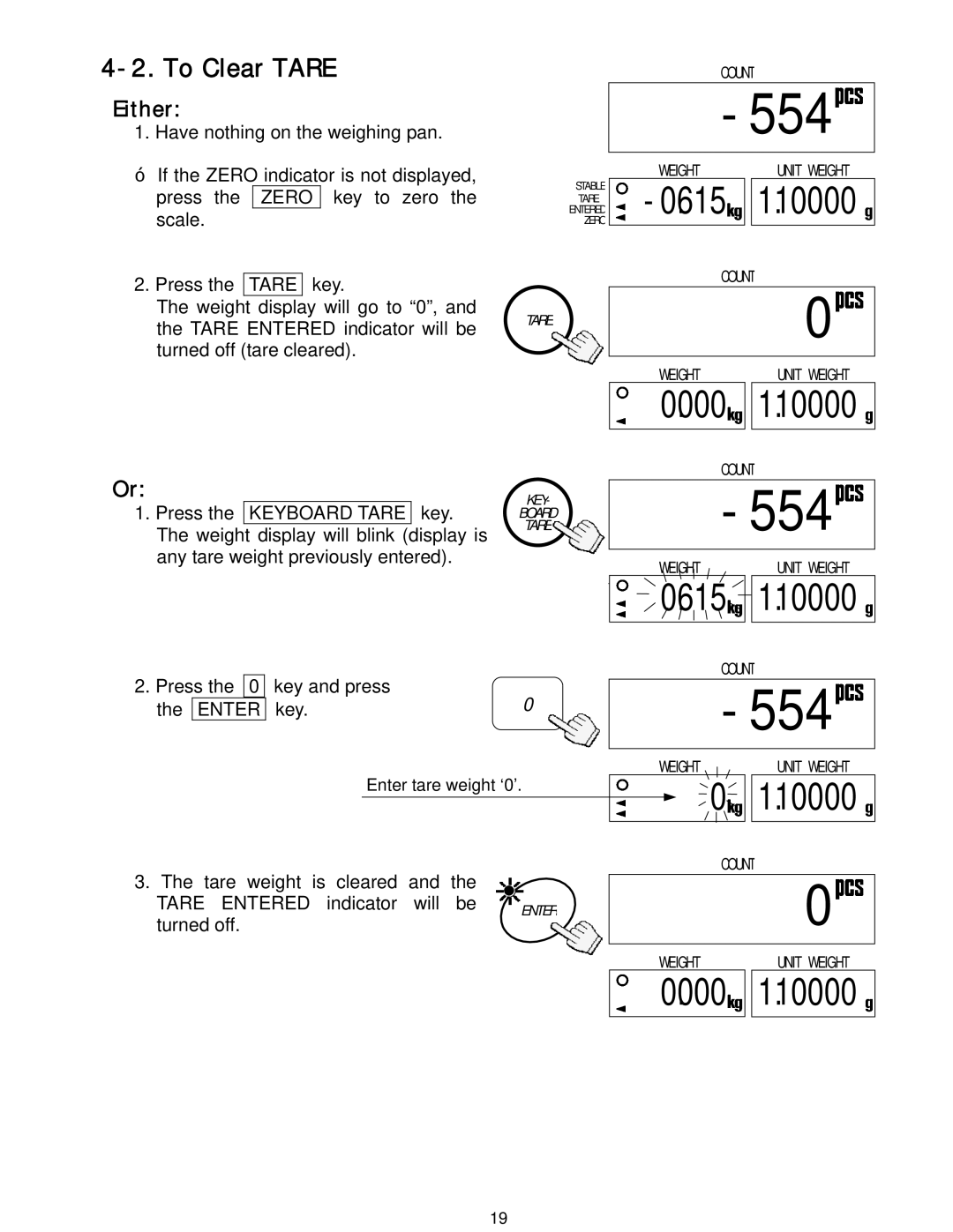 A&D HC-3Ki, HC-15Ki, HC-30Ki, HC-6Ki manual 888.8.-554, 888.8-554, To Clear Tare, Either 