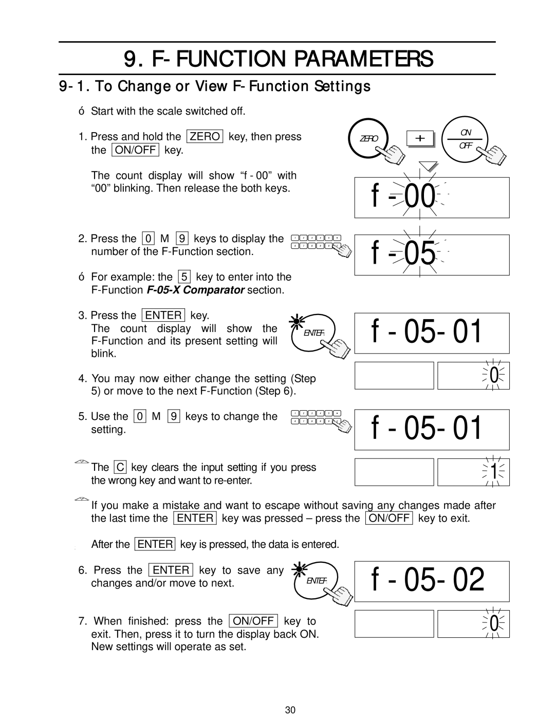 A&D HC-15Ki, HC-3Ki, HC-30Ki, HC-6Ki manual Function Parameters, To Change or View F-Function Settings 