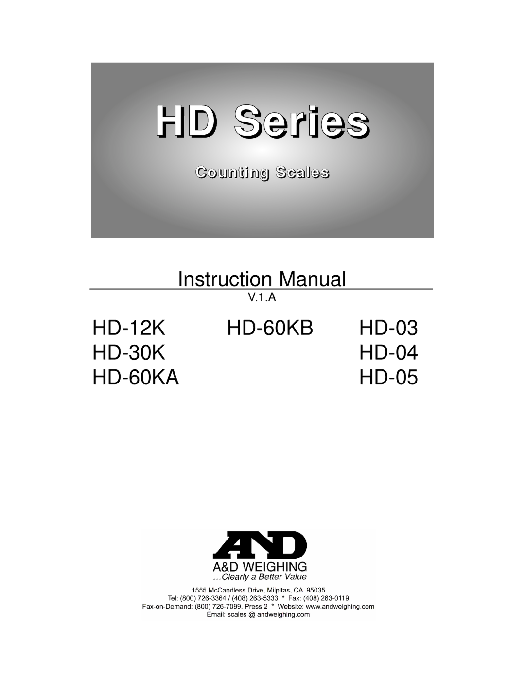 A&D HD-60KA, HD-05, HD-60KB, HD-12K, HD-03, HD-30K, HD-04 instruction manual HD Series 