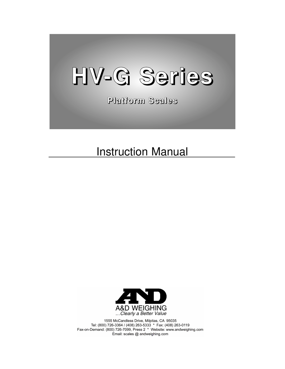 A&D HV-G Series instruction manual 