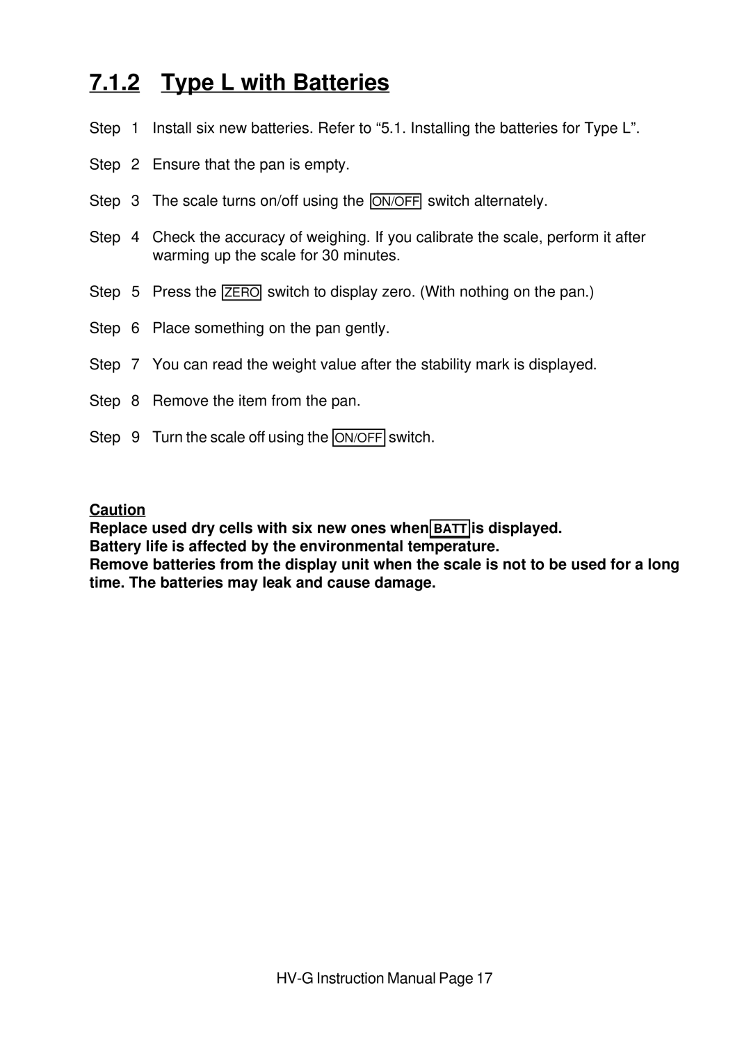 A&D HV-G Series instruction manual Type L with Batteries 