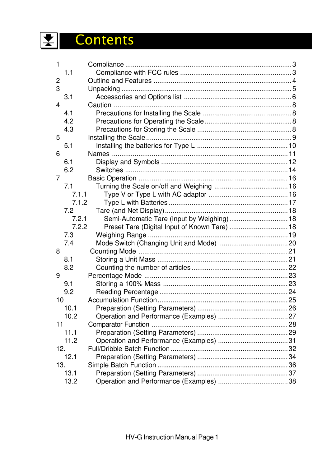 A&D HV-G Series instruction manual Contents 