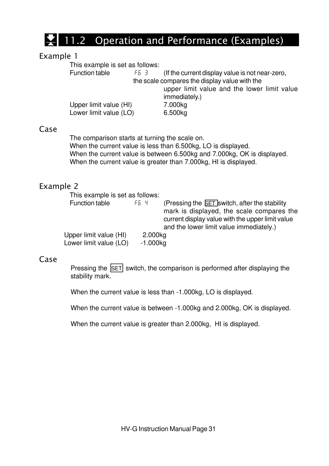 A&D HV-G Series instruction manual Operation and Performance Examples, Case 