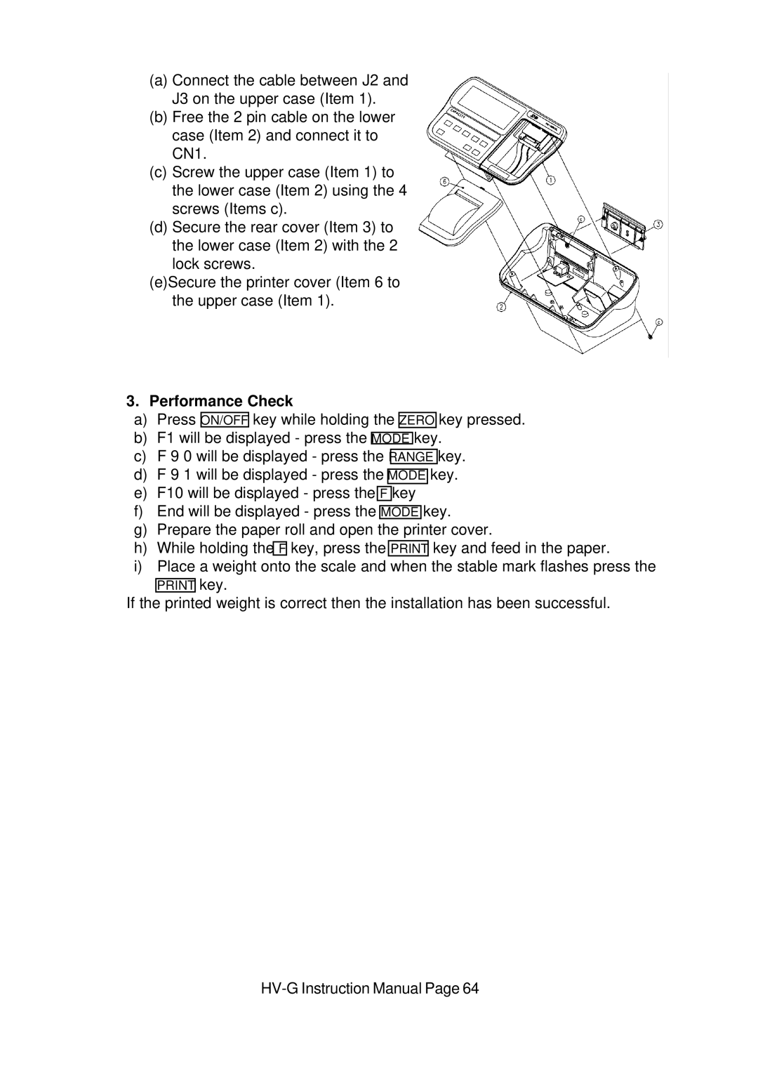 A&D HV-G Series instruction manual Performance Check 