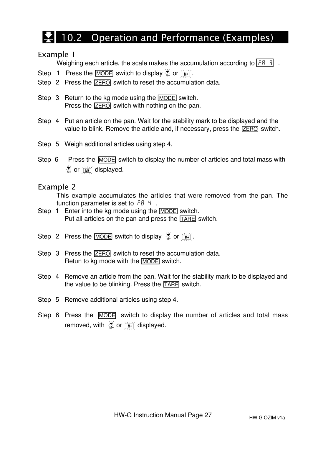 A&D HW-10KGV, HW-100KGL, HG-60KGV, HW-60KGL, HW-200KGL, HW-200KGV, HW100KGV, HW-10KGL Operation and Performance Examples 