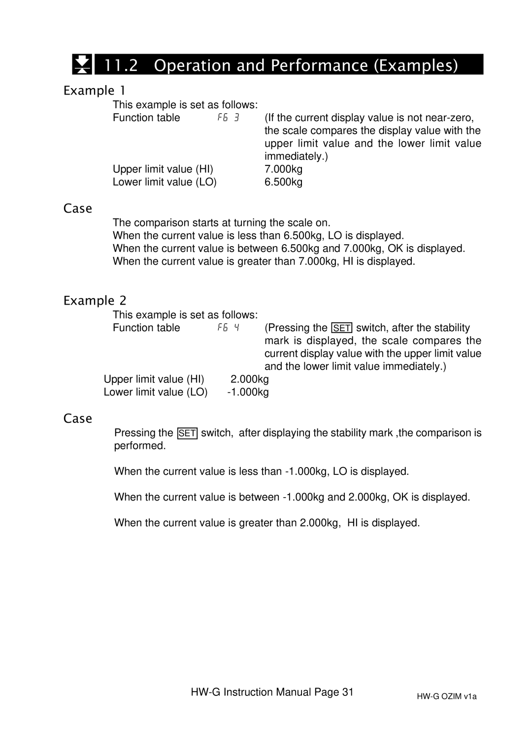 A&D HG-60KGV, HW-100KGL, HW-60KGL, HW-200KGL, HW-200KGV, HW-10KGV, HW100KGV, HW-10KGL Operation and Performance Examples, Case 