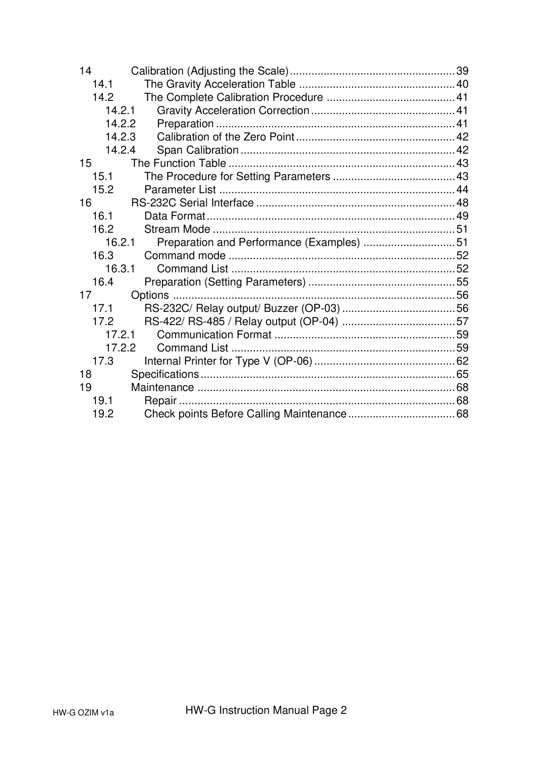 A&D HW-200KGV, HW-100KGL, HG-60KGV, HW-60KGL, HW-200KGL, HW-10KGV, HW100KGV, HW-10KGL instruction manual HW-G Ozim v1a 