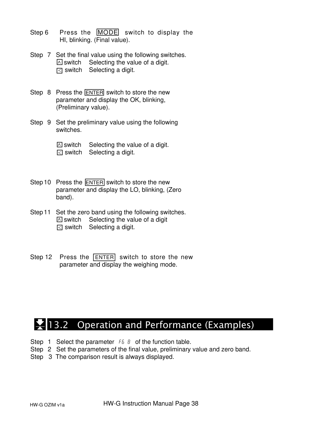 A&D HW-100KGL, HG-60KGV, HW-60KGL, HW-200KGL, HW-200KGV, HW-10KGV, HW100KGV, HW-10KGL instruction manual Mode 