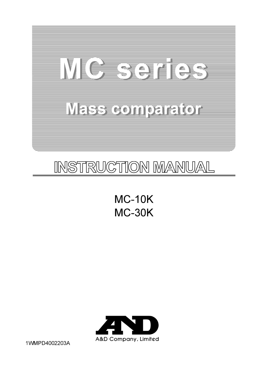 A&D manual MC-10K MC-30K, 1WMPD4002203A 