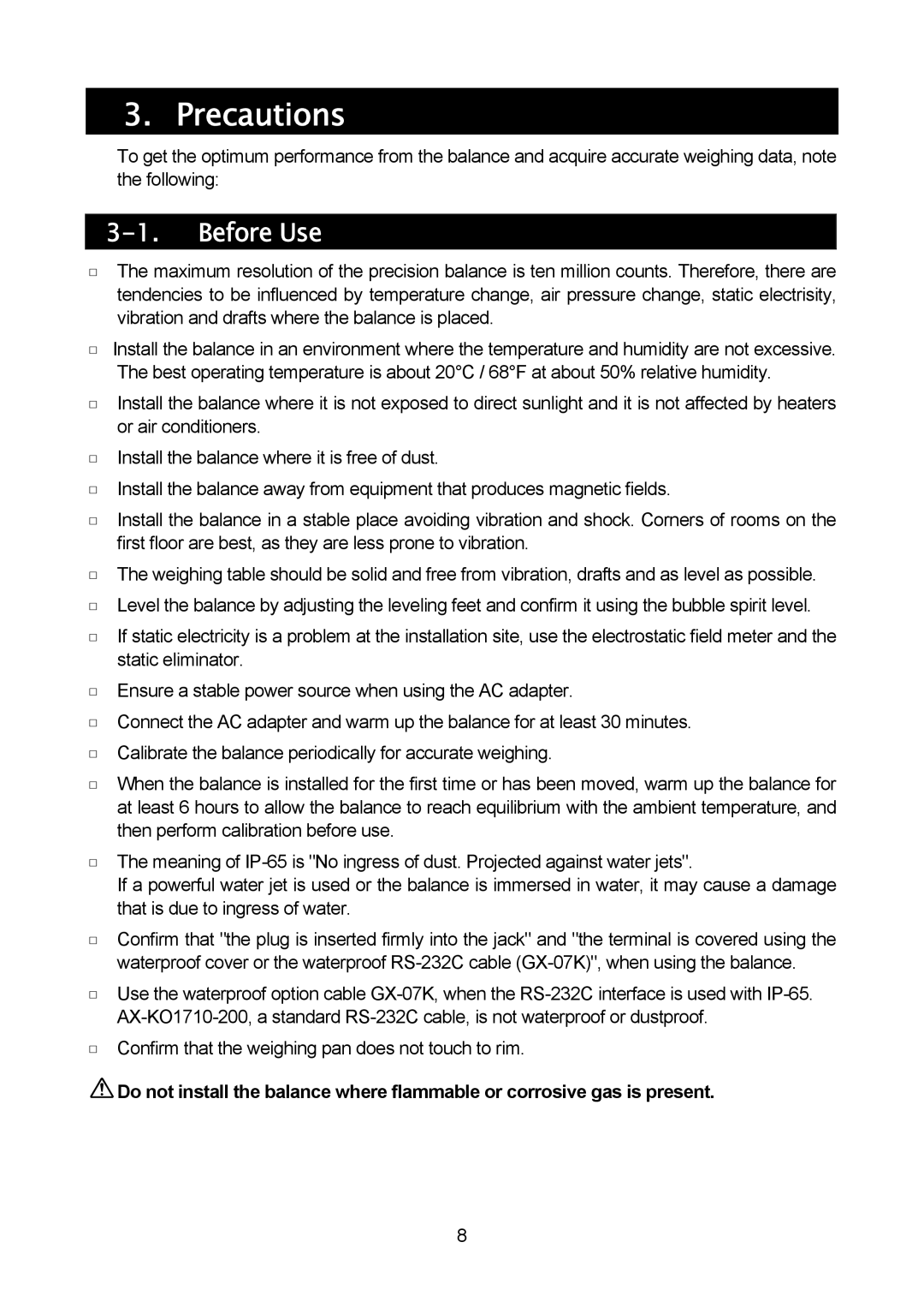 A&D MC-10K, MC-30K manual Precautions, Before Use 