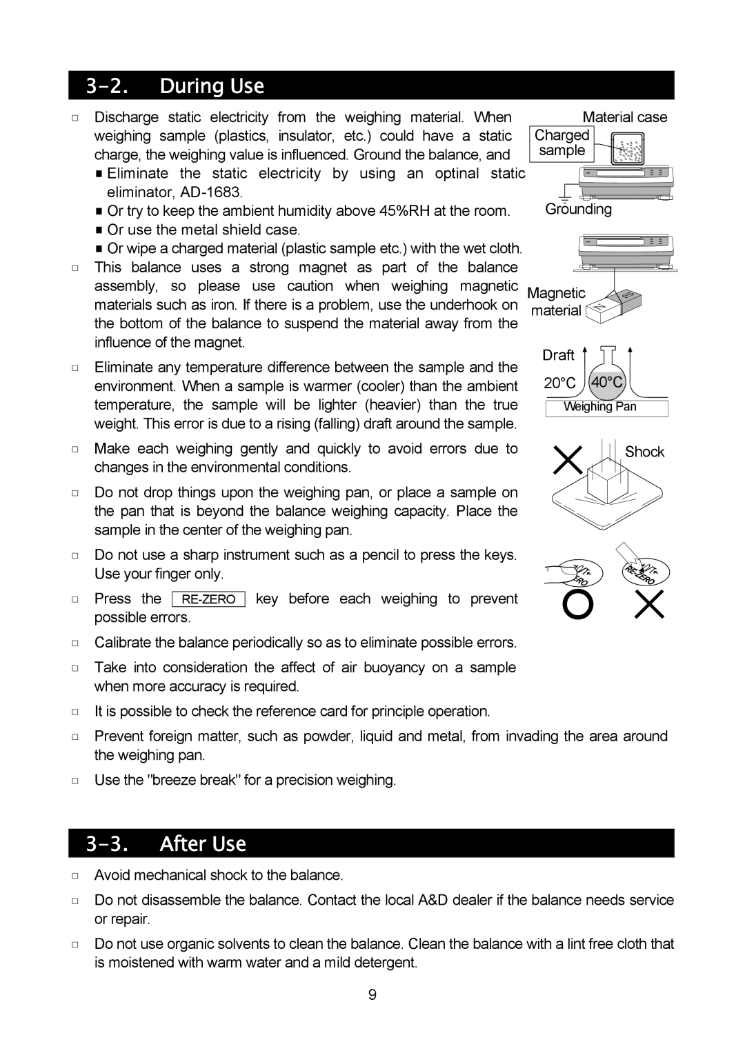 A&D MC-30K, MC-10K manual During Use, After Use 