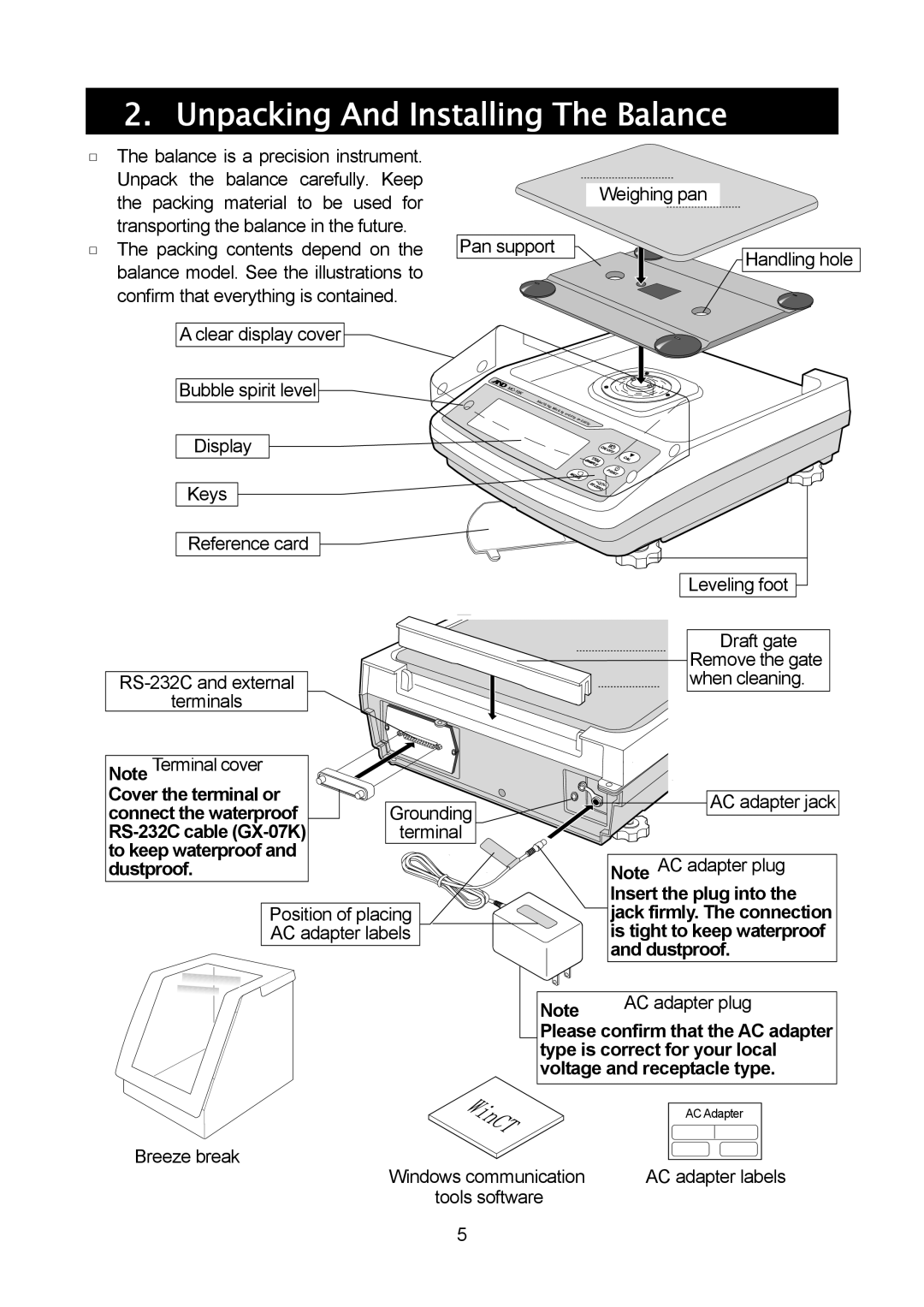 A&D MC-30K, MC-10K manual Unpacking And Installing The Balance, To keep waterproof Dustproof 