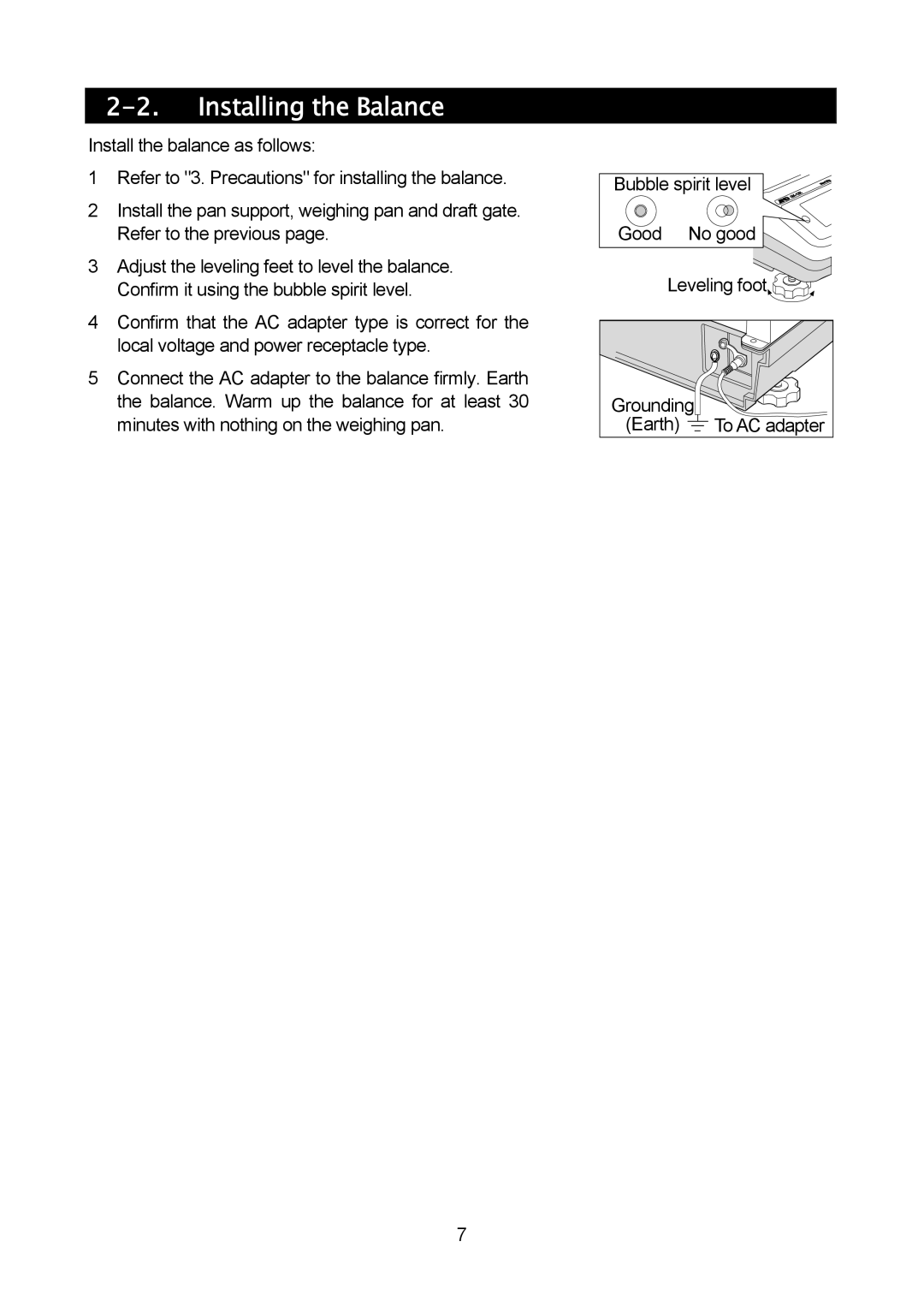 A&D MC-30K, MC-10K manual Installing the Balance, Earth 