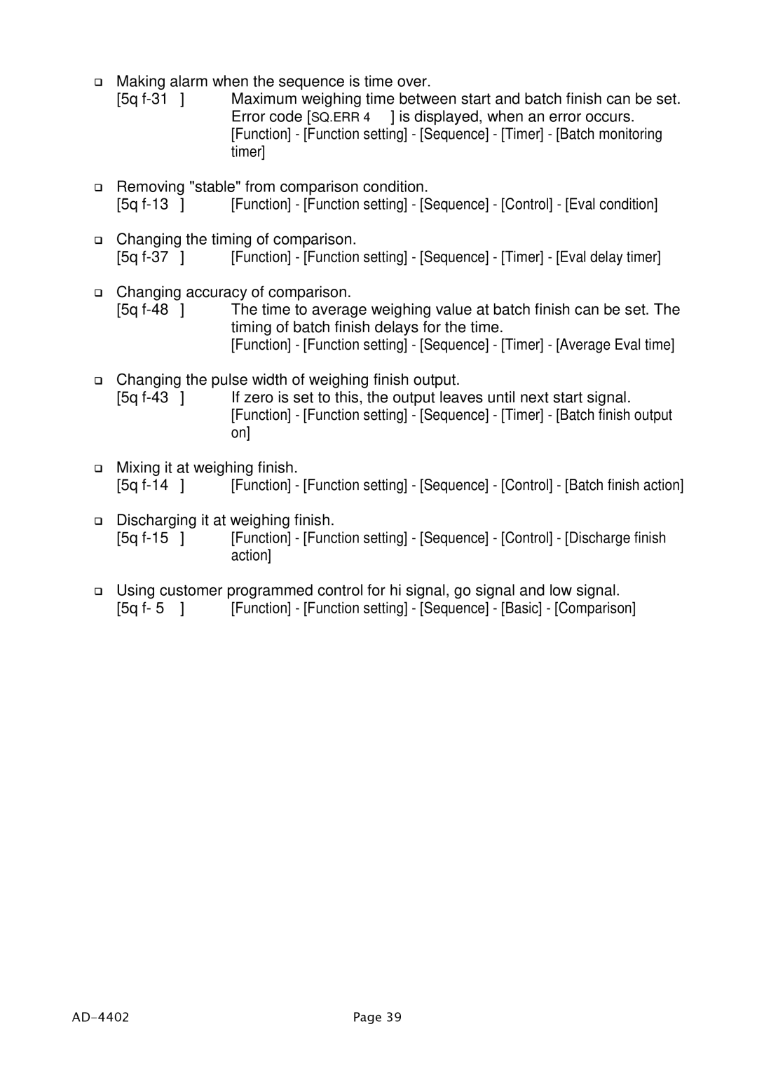 A&D PD4000243 manual Changing the timing of comparison 