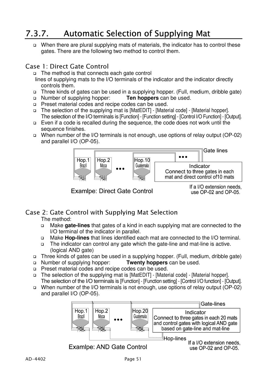 A&D PD4000243 manual Automatic Selection of Supplying Mat, Case 1 Direct Gate Control 