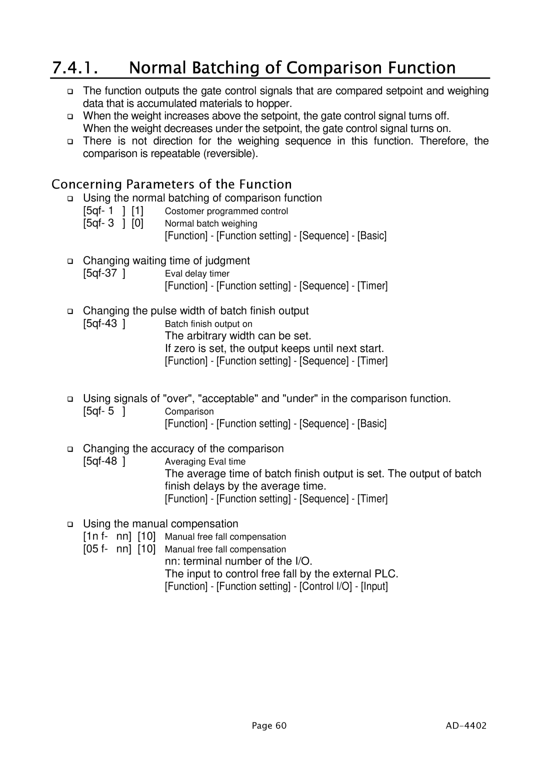 A&D PD4000243 manual Normal Batching of Comparison Function, Arbitrary width can be set 