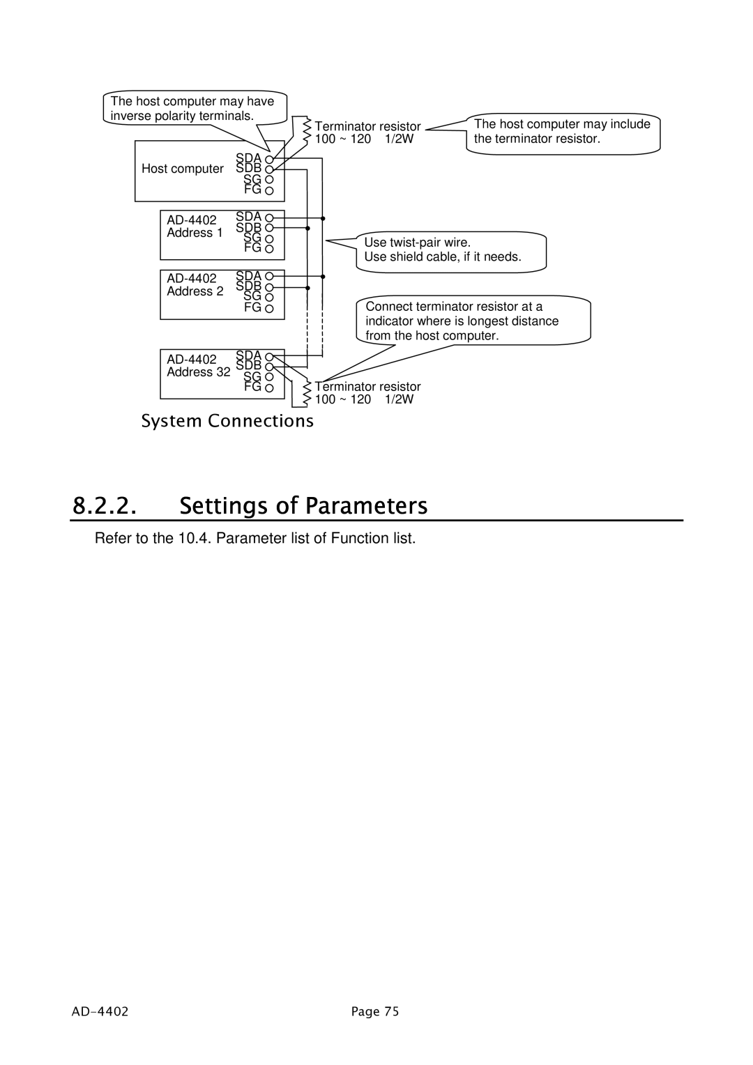 A&D PD4000243 manual Settings of Parameters, System Connections 