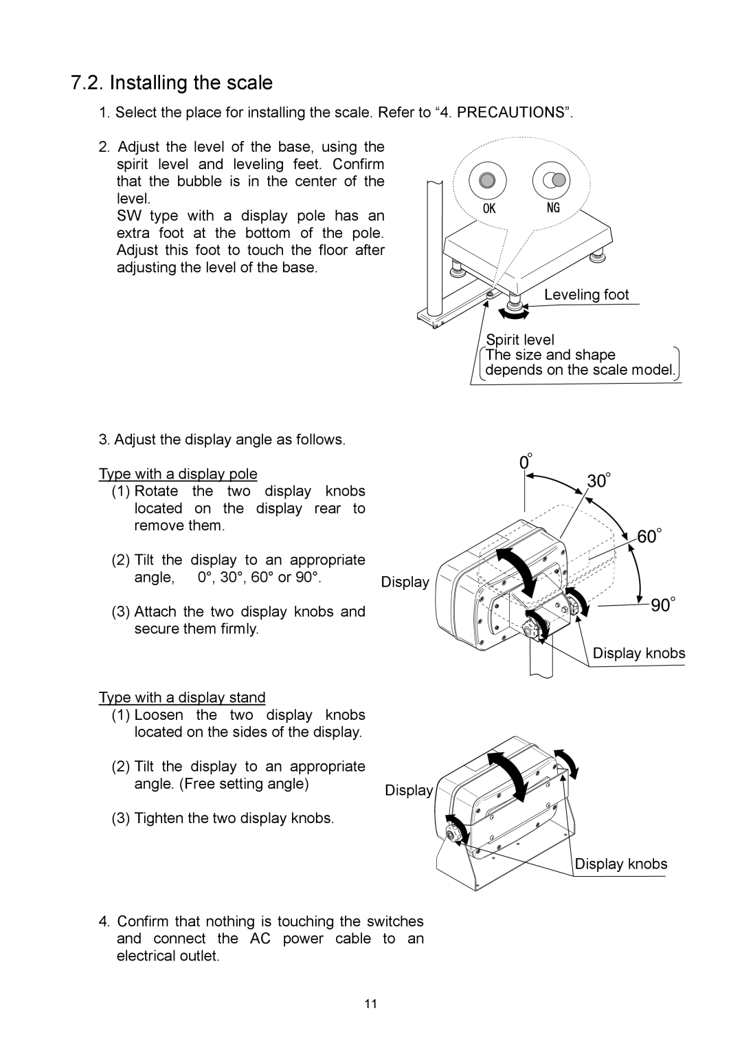 A&D SW-15KM, SW-6KS, SW-30KM, SW-60KL, SW-60KM, SW-150KM, SW-15KS, SW-150KL manual Installing the scale 