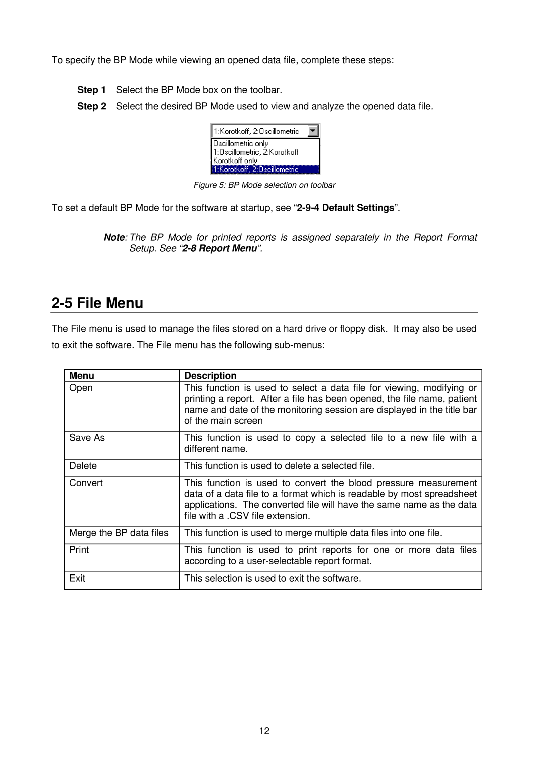 A&D TM-2430-13 instruction manual File Menu, Menu Description 