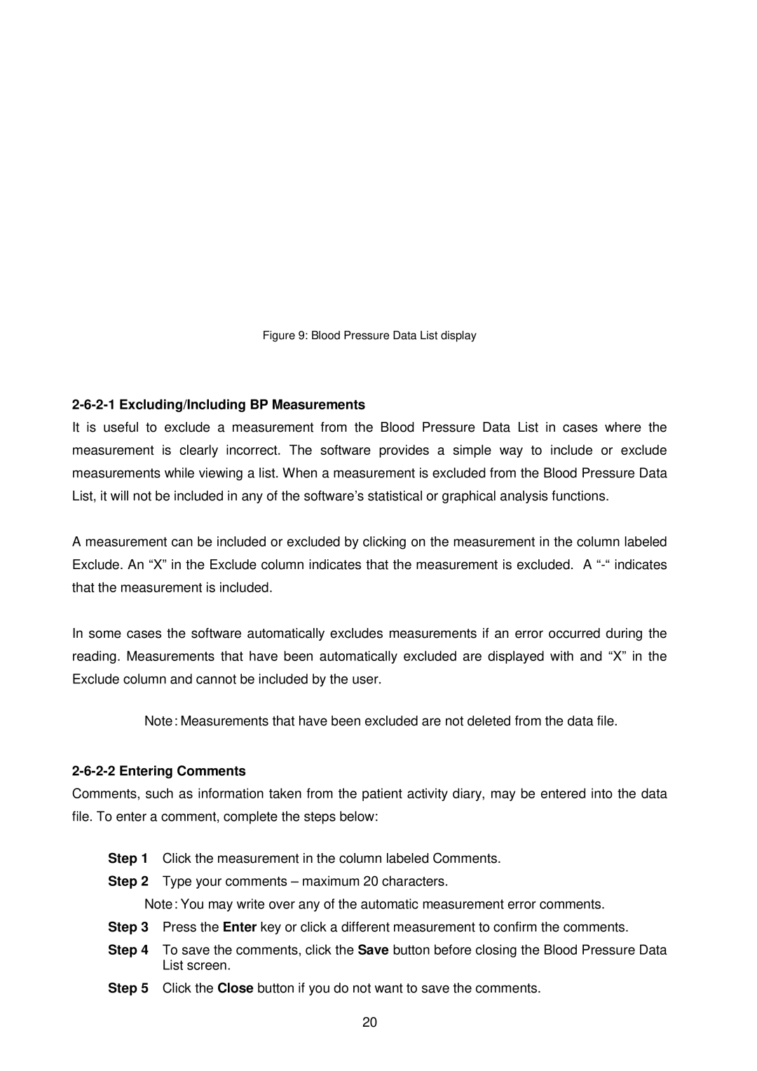 A&D TM-2430-13 instruction manual Excluding/Including BP Measurements, Entering Comments 