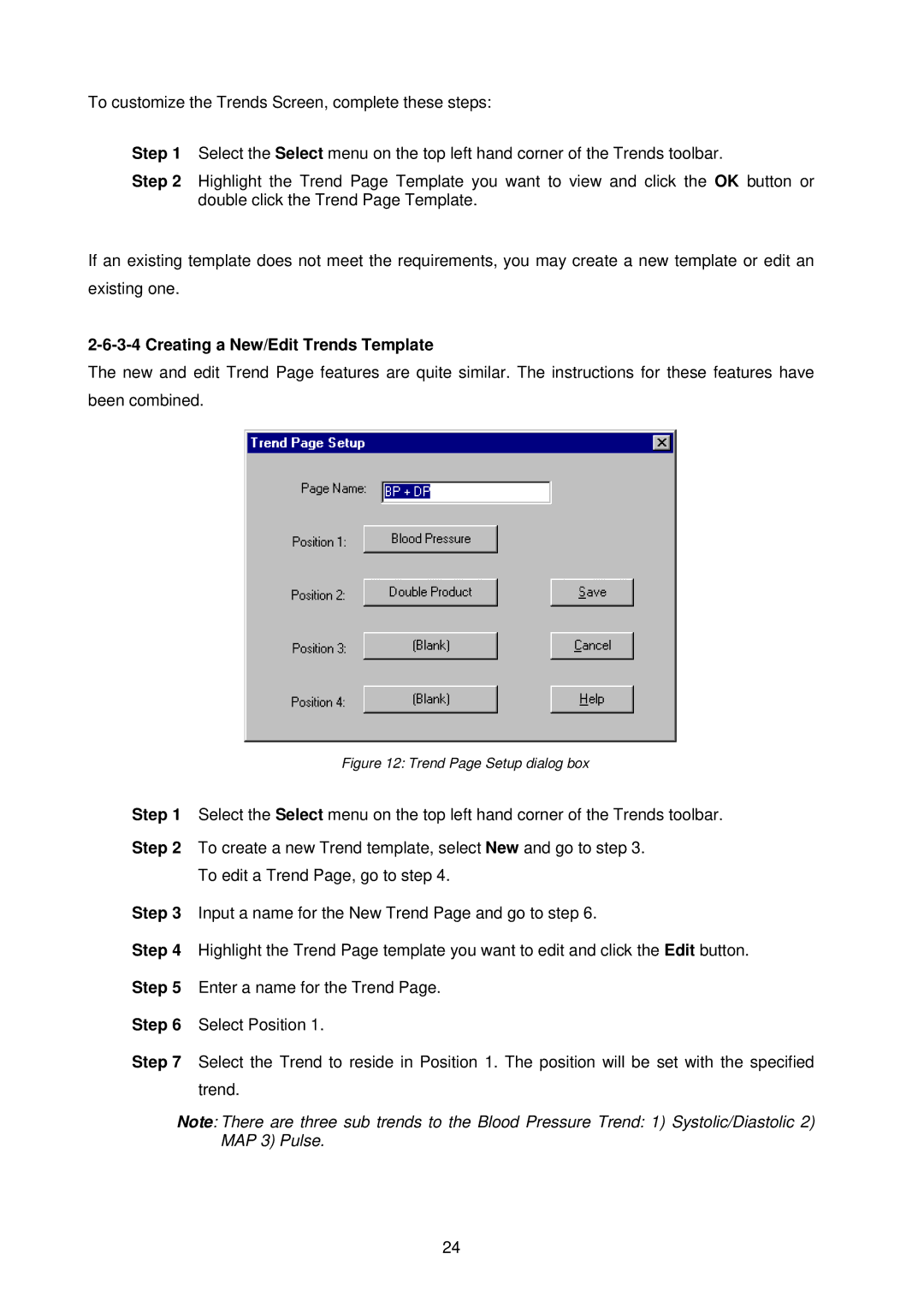 A&D TM-2430-13 instruction manual Creating a New/Edit Trends Template, Trend Page Setup dialog box 