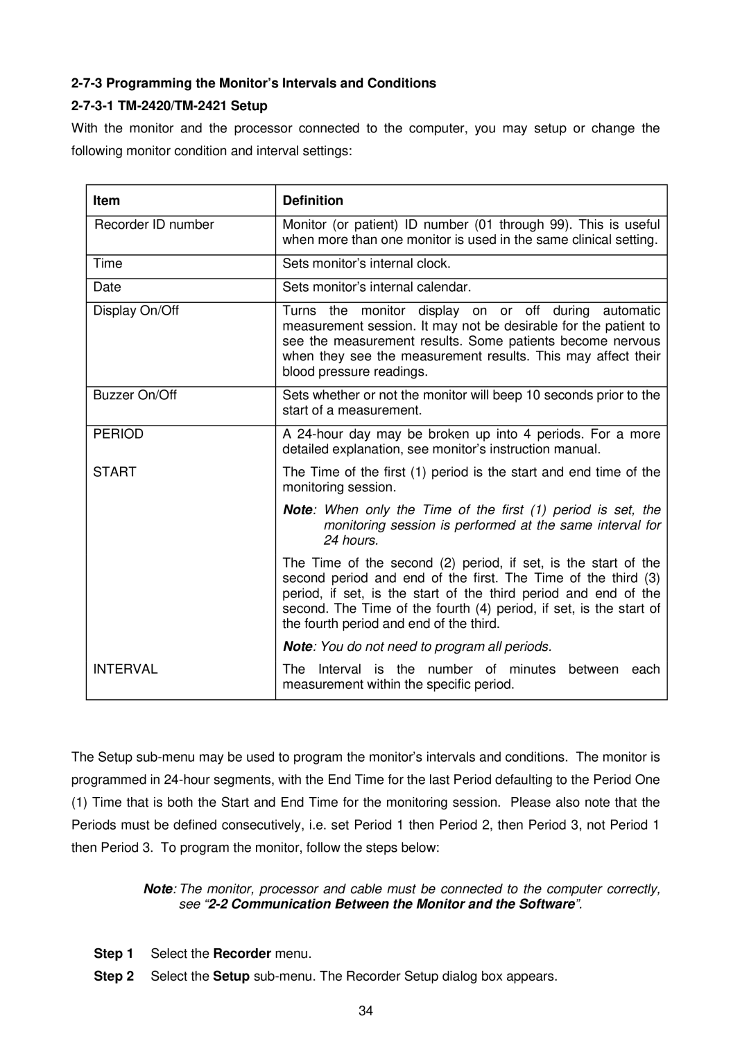 A&D TM-2430-13 instruction manual Monitoring session is performed at the same interval for 