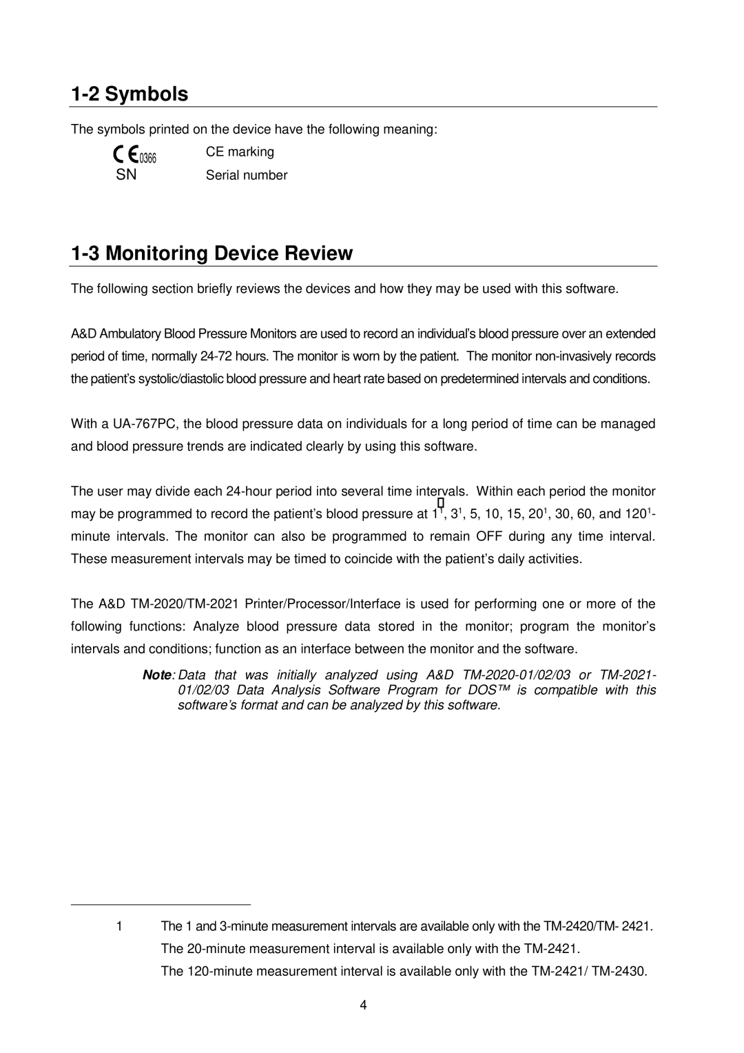 A&D TM-2430-13 instruction manual Symbols, Monitoring Device Review 