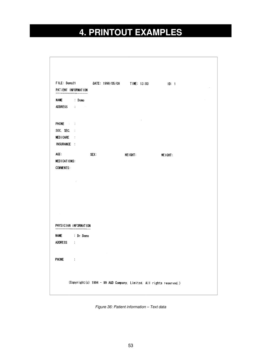 A&D TM-2430-13 instruction manual Printout Examples 