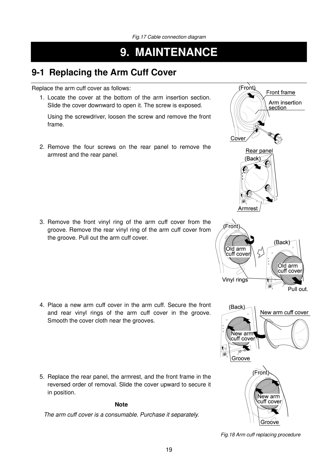 A&D TM-2655P manual Maintenance, Replacing the Arm Cuff Cover 