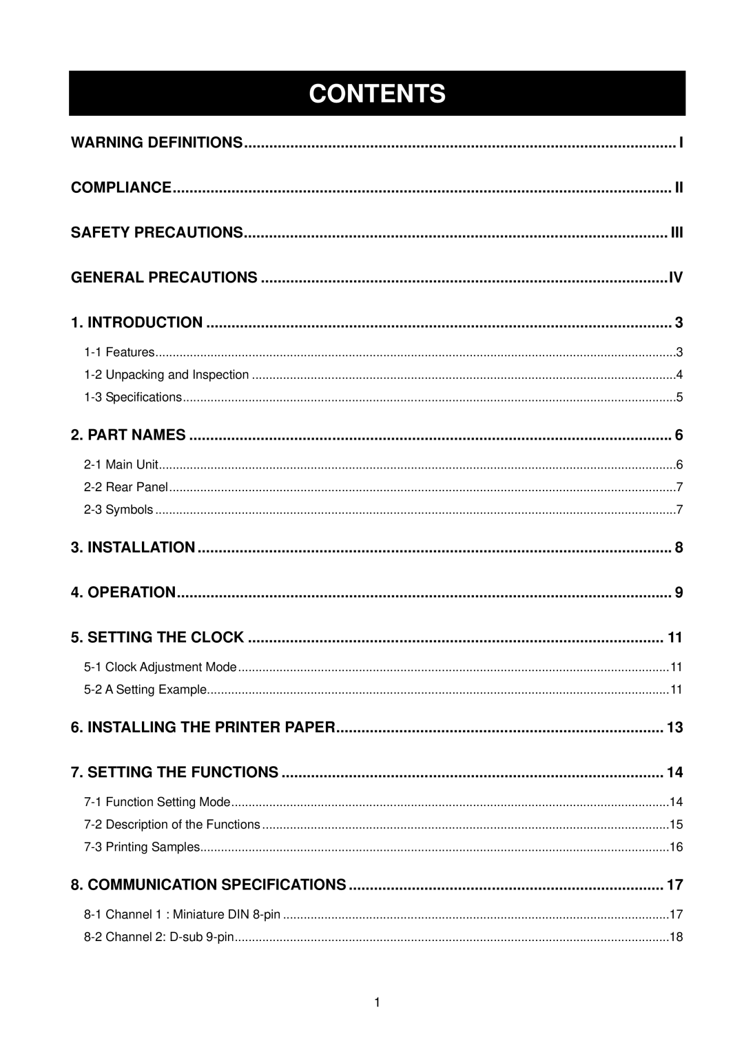 A&D TM-2655P manual Contents 