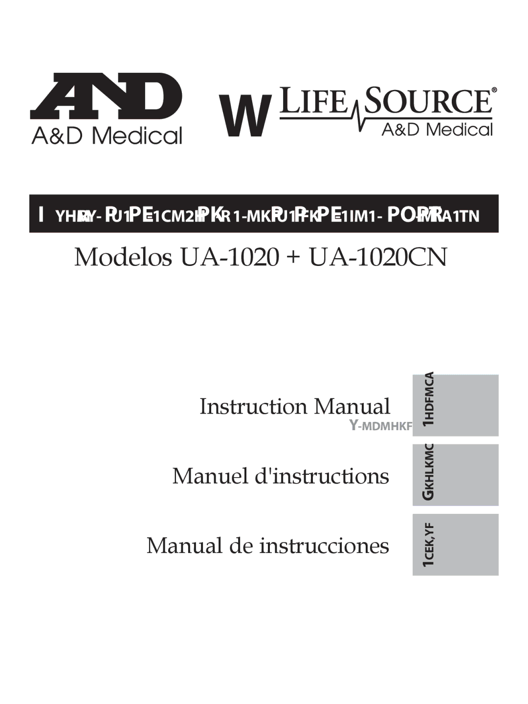 A&D instruction manual Modelos UA-1020 + UA-1020CN 