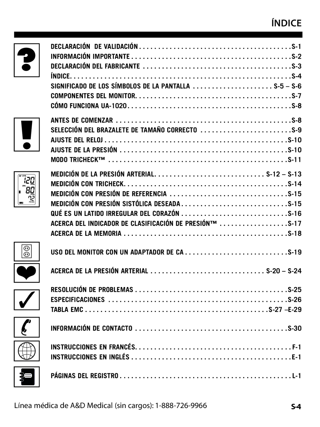 A&D UA-1020CN instruction manual Índice 