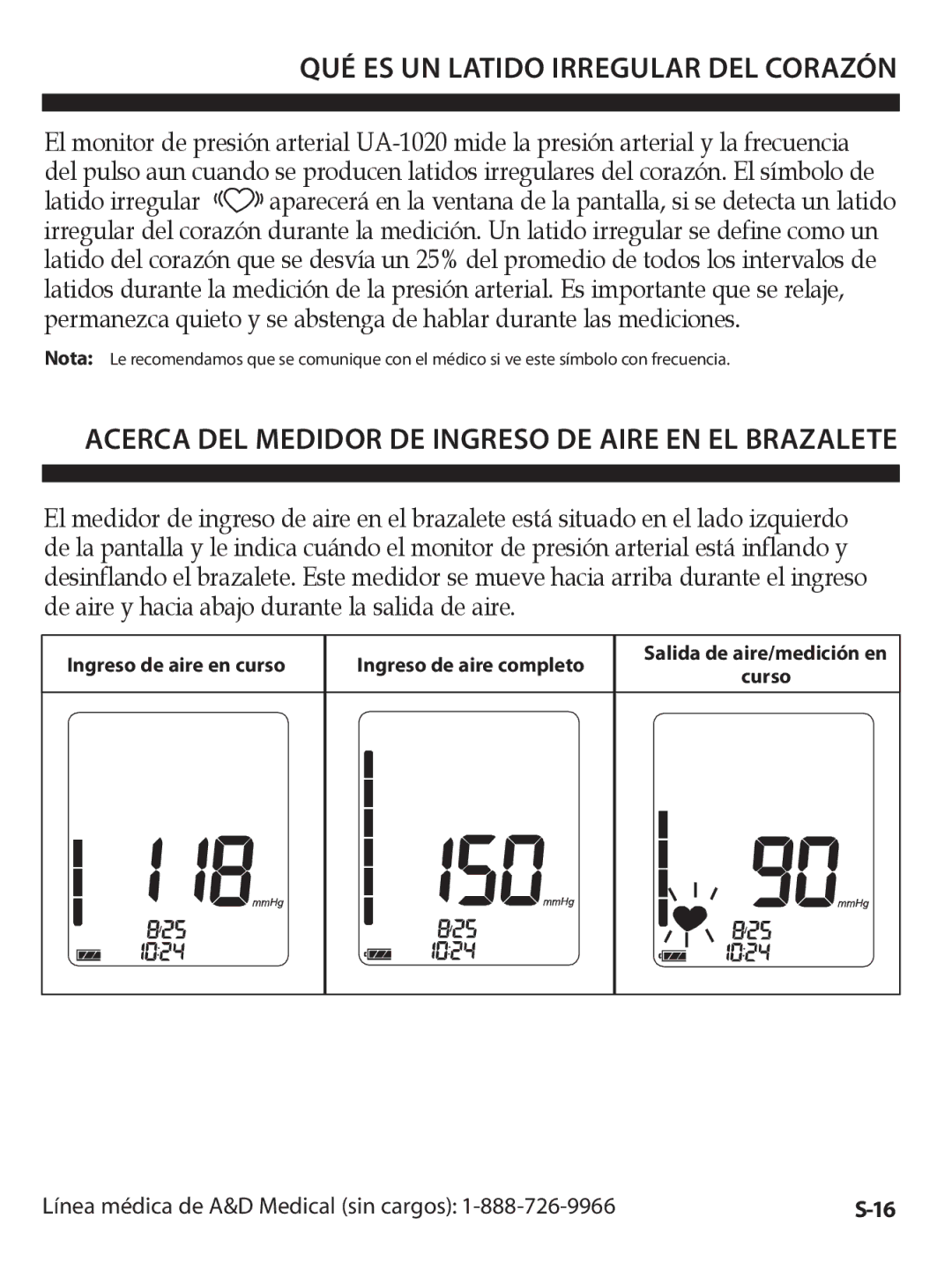 A&D UA-1020CN QUÉ ES UN Latido Irregular DEL Corazón, Acerca DEL Medidor DE Ingreso DE Aire EN EL Brazalete 