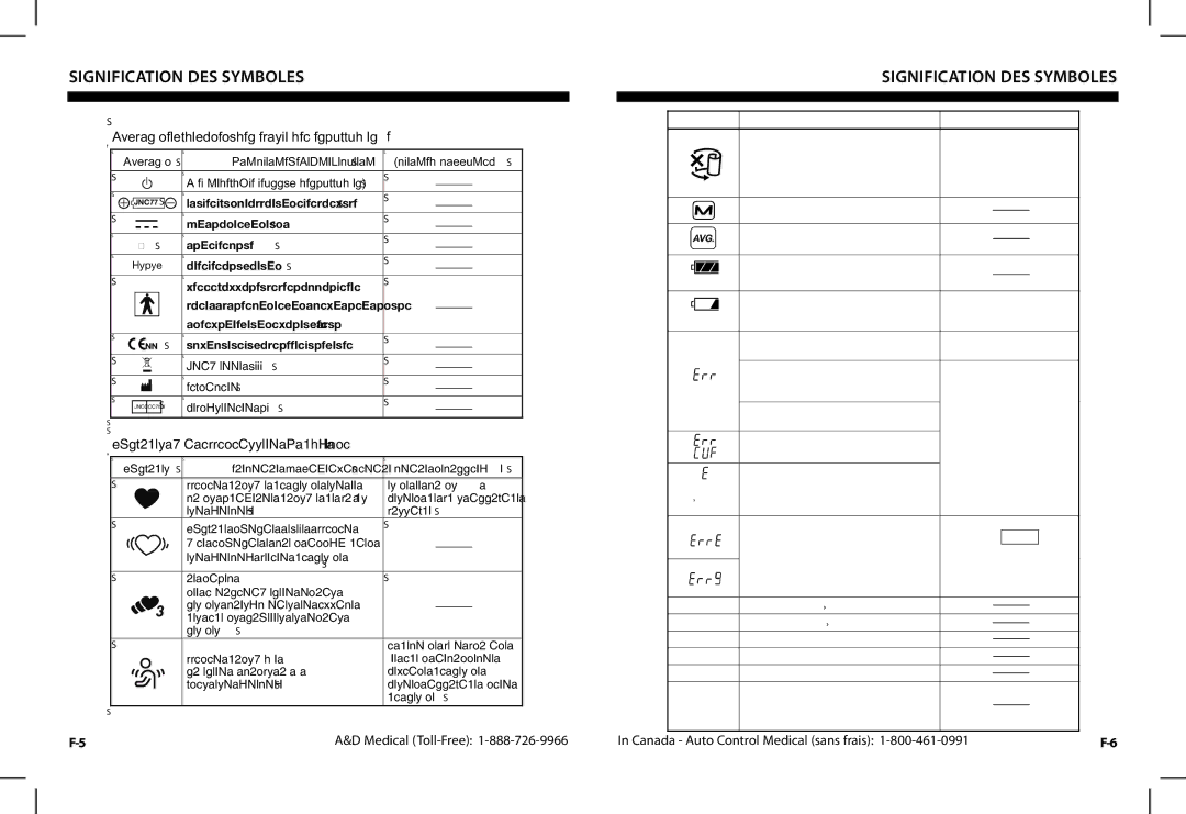 A&D UA-1030TCN instruction manual Signification DES Symboles, Symboles imprimés sur le boîtier de lappareil 