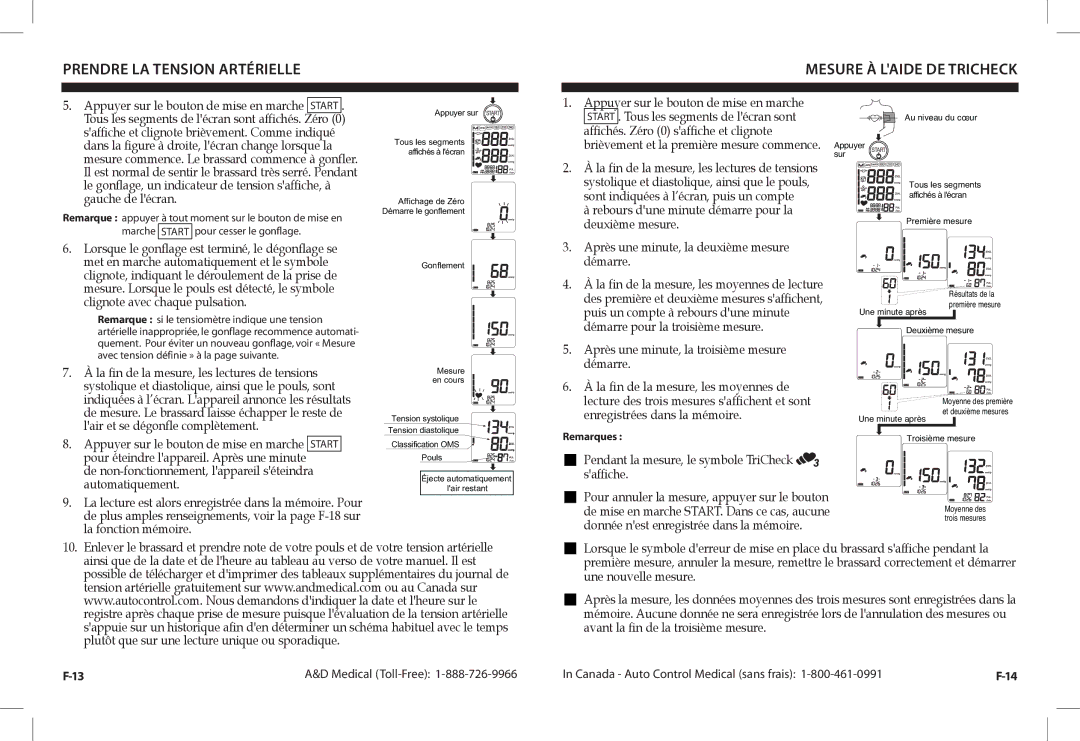 A&D UA-1030TCN instruction manual Prendre LA Tension Artérielle Mesure À Laide DE Tricheck 